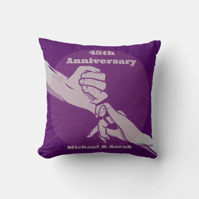 Customiz anniversary romantic couple holding hands throw pillow (Front)