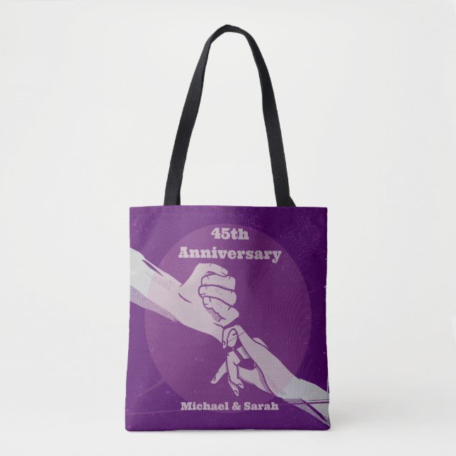 Customiz anniversary romantic couple holding hands tote bag (Front)