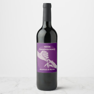 Customiz anniversary romantic couple holding hands wine label