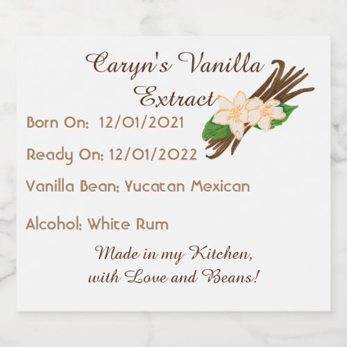 Customizabel Vanilla Extract Labels