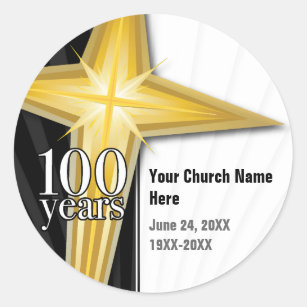Customizable 100 Year Church Anniversary Classic Round Sticker