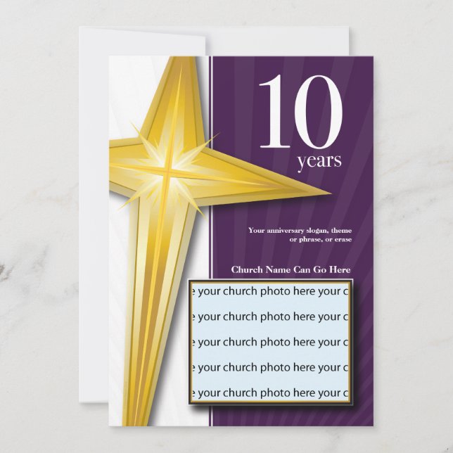 Customizable 10 Year Church Anniversary Invitation (Front)