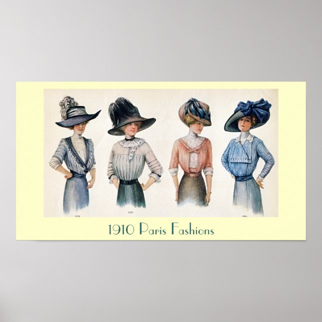 Customizable 1910 Paris Fashions Poster (Front)