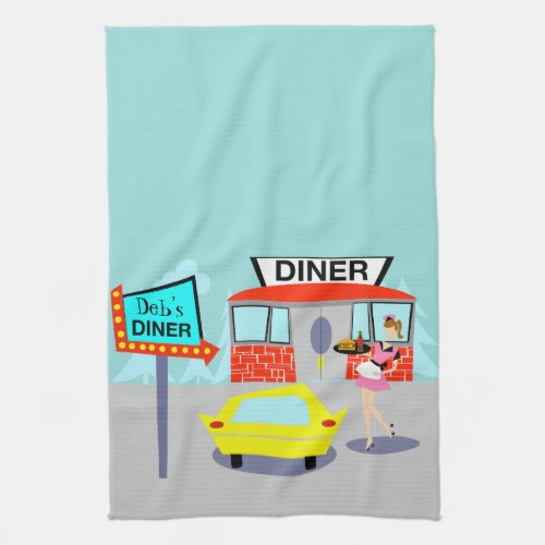 Customizable 1950s Diner Kitchen Towel