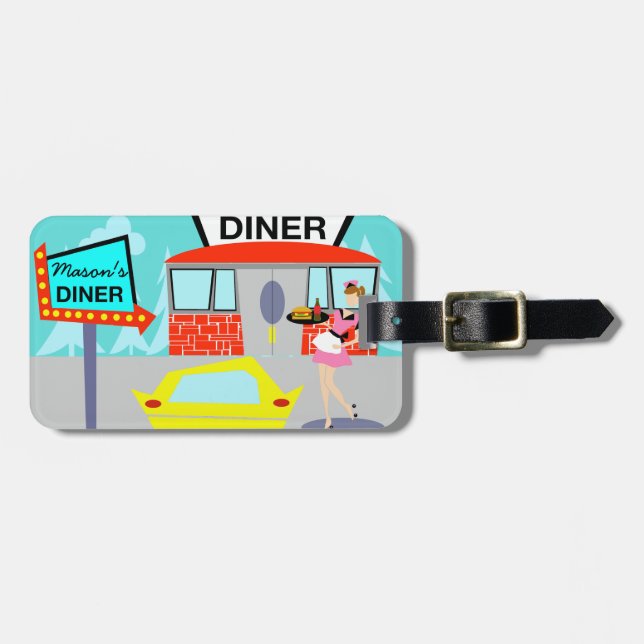 Customizable 1950's Diner Luggage Tag (Front Horizontal)