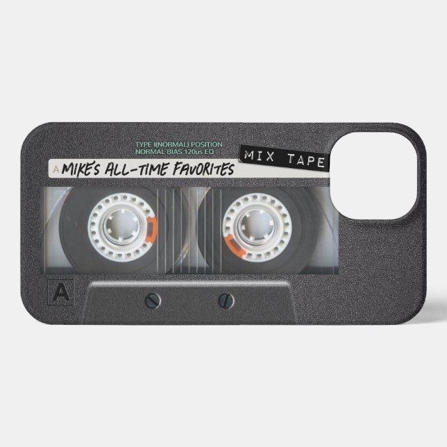 Customizable 1970's 1980's Retro Cassette Mix Tape iPhone Case (Back Horizontal)