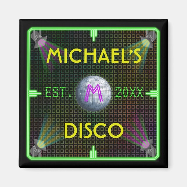 Customizable 1970's Disco Ball Magnet (Front)