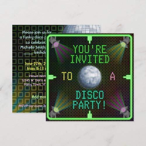 Customizable 1970's Disco Ball Party Custom Invitation