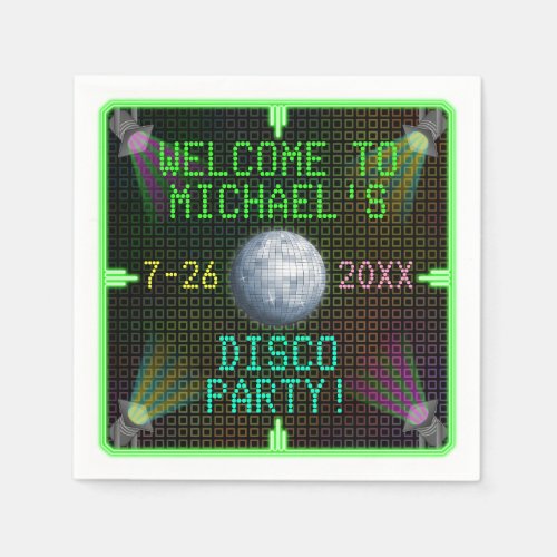 Customizable 1970s Disco Ball Party Paper Napkins