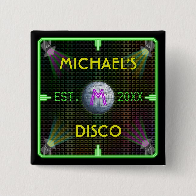 Customizable 1970's Disco Ball Pinback Button (Front)