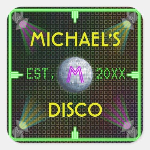 Customizable 1970s Disco Ball Square Sticker