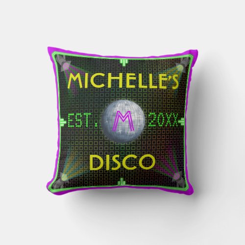 Customizable 1970s Disco Ball Throw Pillow