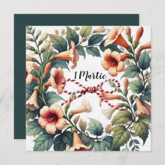 Customizable 1 Martie Card with Floral Wreath