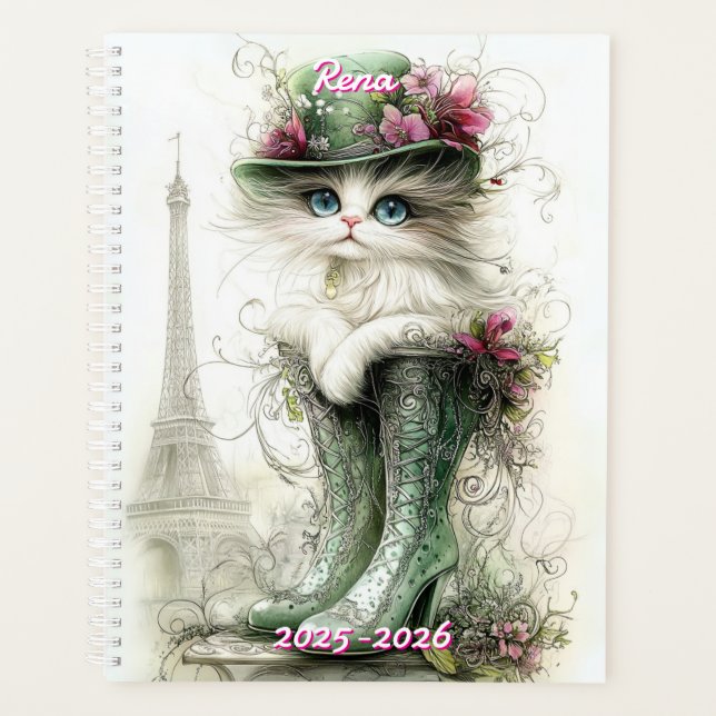 Customizable 20205-2026 Parisian Cat Planner (Front)