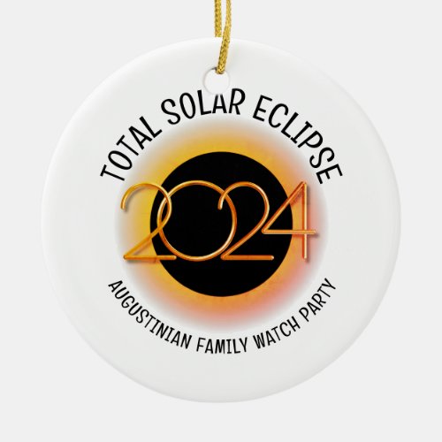 Customizable 2024 TOTAL SOLAR ECLIPSE Ceramic Ornament
