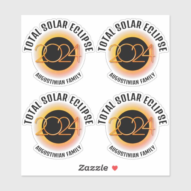 Customizable 2024 TOTAL SOLAR ECLIPSE Family Sticker (Sheet)