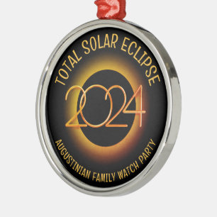 Customizable 2024 TOTAL SOLAR ECLIPSE Metal Ornament