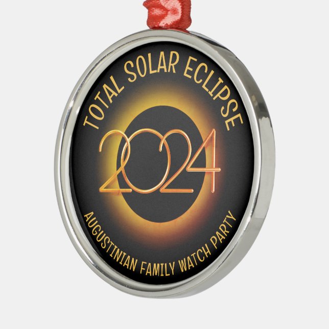 Customizable 2024 TOTAL SOLAR ECLIPSE Metal Ornament (Left)