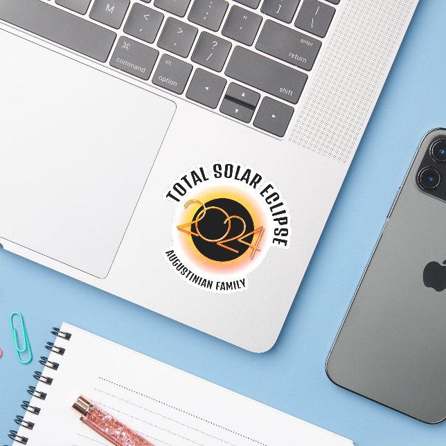 Customizable 2024 TOTAL SOLAR ECLIPSE Sticker (Laptop w/ iPhone)