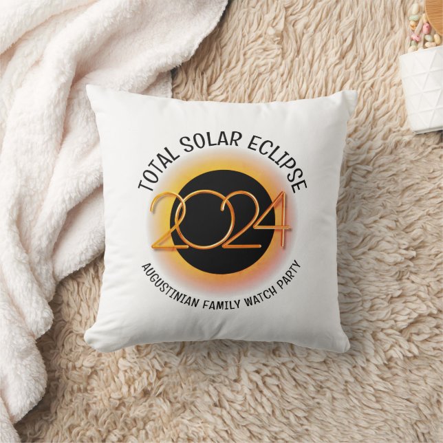 Customizable 2024 TOTAL SOLAR ECLIPSE Throw Pillow (Blanket)