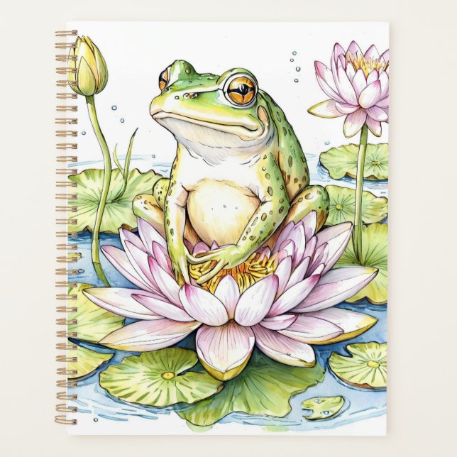 Customizable 2025 , Whimsical Frog, Frog and Lily  Planner (Front)