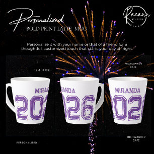 Customizable 2026 Bold Print Ceramic Latte Mug