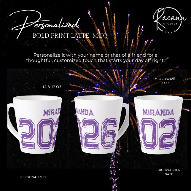 Customizable 2026 Bold Print Ceramic Latte Mug (Creator Uploaded)