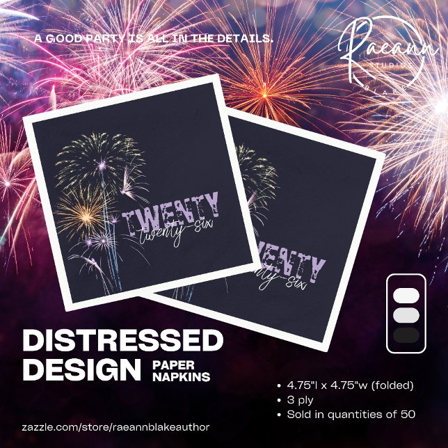 Customizable 2026 Distressed Design Paper Cocktail Napkins (Creator Uploaded)