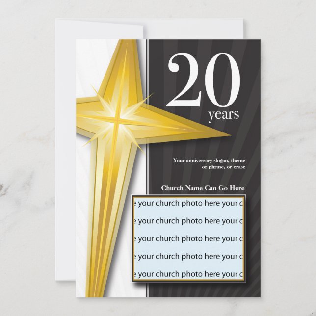 Customizable 20 Year Church Anniversary Invitation (Front)