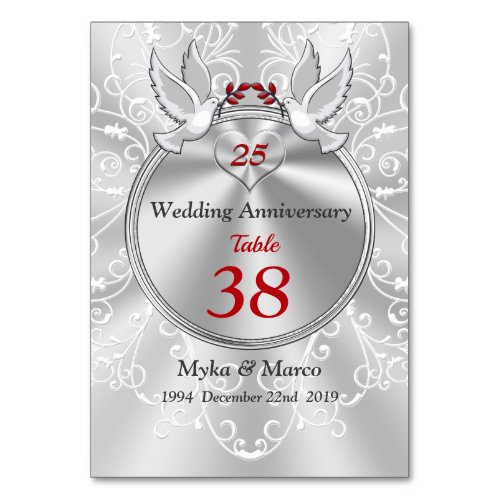Customizable 25th Anniversary Table Cards Any YEAR