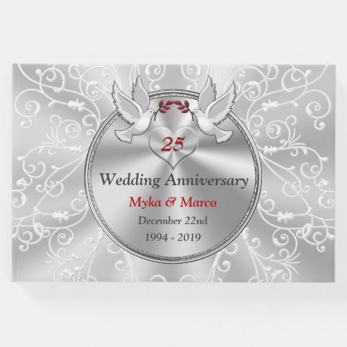 Customizable 25th Wedding Anniversary Guest Book