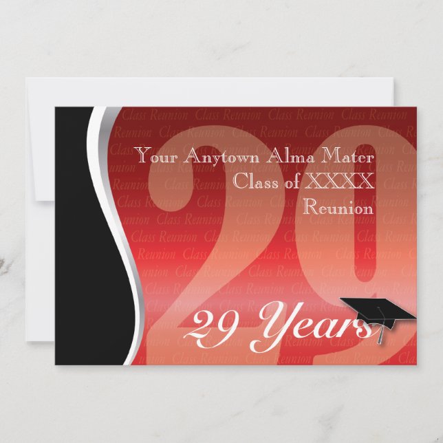 Customizable 29 Year Class Reunion Invitation (Front)