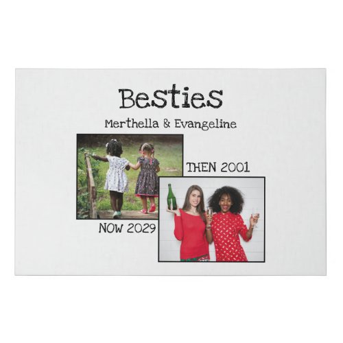 Customizable 2 Photo Then And Now Keepsake Faux Canvas Print