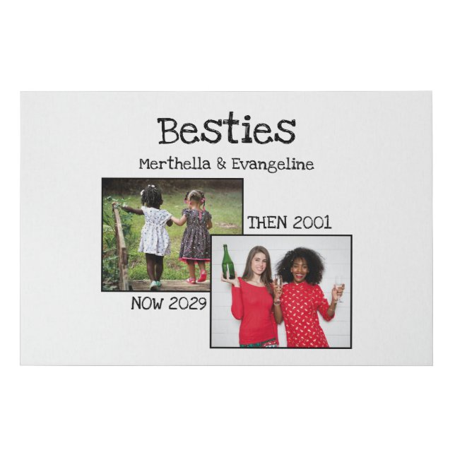 Customizable 2 Photo Then And Now Keepsake Faux Canvas Print (Front)