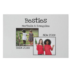 Customizable 2 Photo Then And Now Keepsake Faux Canvas Print