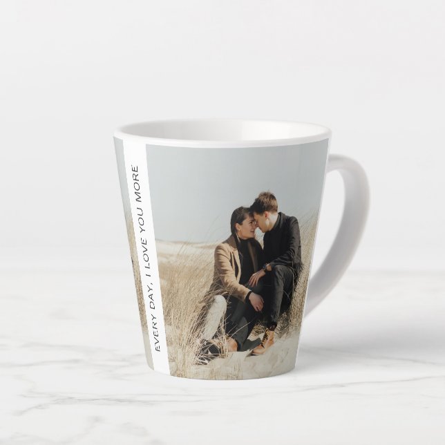 Customizable 2 Photos with Black Text Latte Mug (Right Angle)