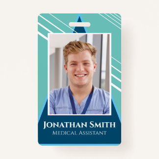 Customizable 2-sided Employee ID Tag Blue Badge