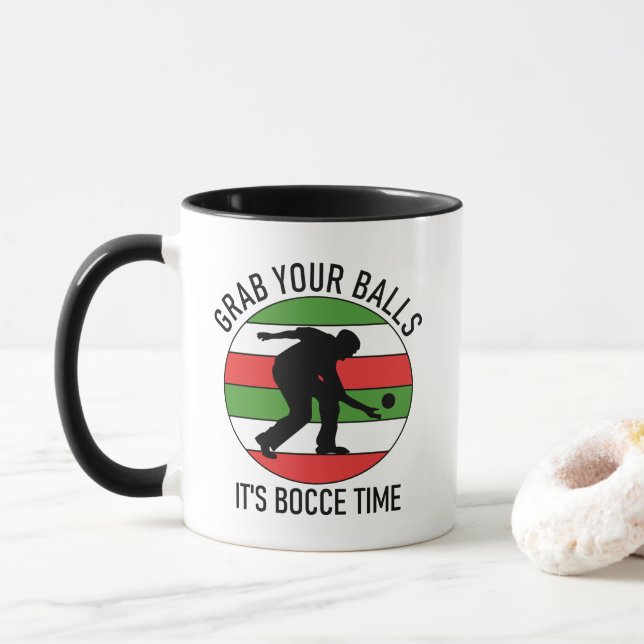 Customizable 2 Sided (Name) Bocce Ball Mug ITALIAN (With Donut)