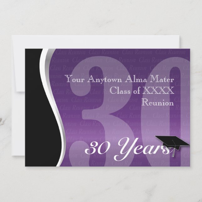 Customizable 30 Year Class Reunion Invitation (Front)