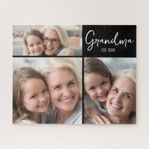 Customizable 3 Photo Grandma Established Year Jigsaw Puzzle