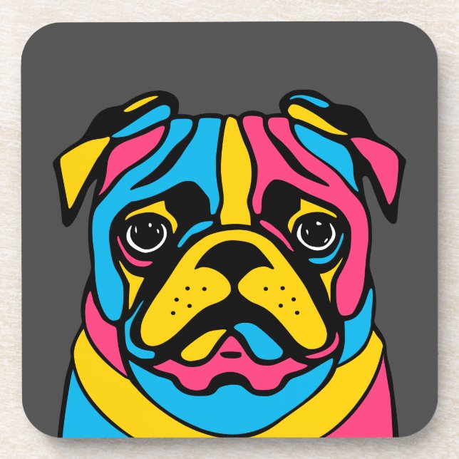 customizable 3 tone pug beverage coaster (Front)