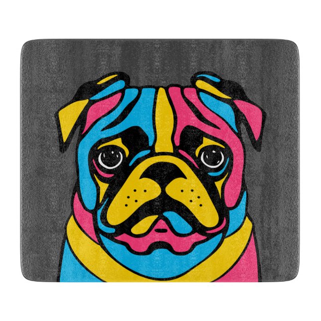 customizable 3 tone pug cutting board (Front)