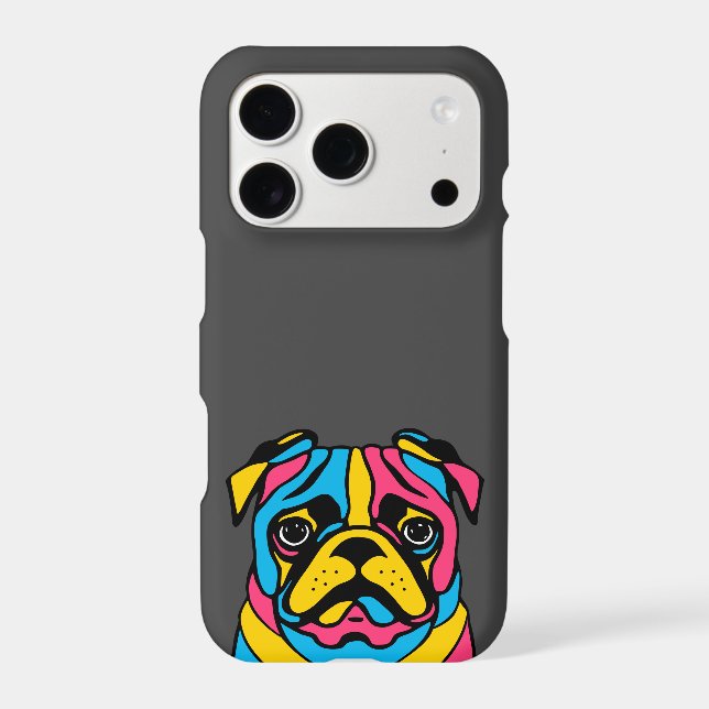 customizable 3 tone pug iphone case (Back)