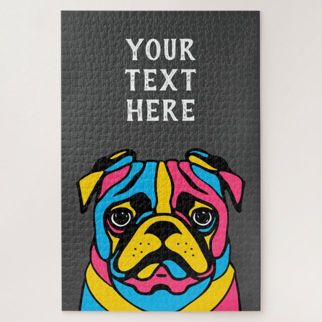 customizable 3 tone pug jigsaw puzzle (Vertical)