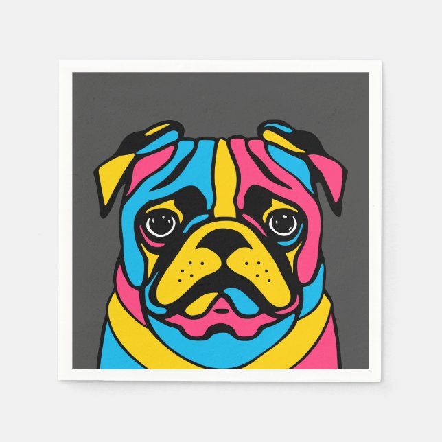 customizable 3 tone pug napkins (Front)