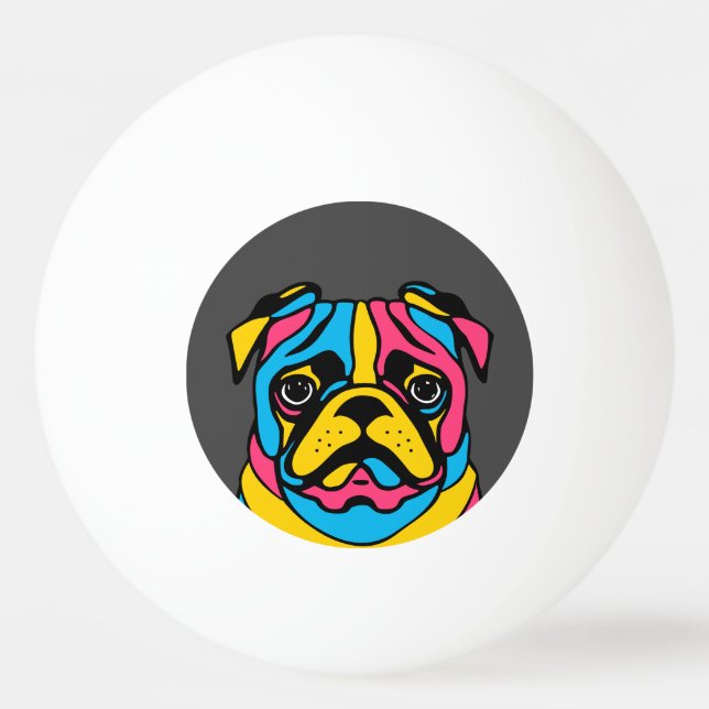customizable 3 tone pug ping pong ball (Front)