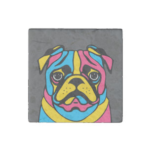 customizable 3 tone pug stone magnet