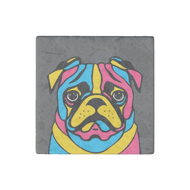 customizable 3 tone pug stone magnet (Front)