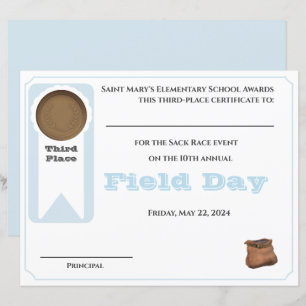 Customizable 3rd Place Award Certificate