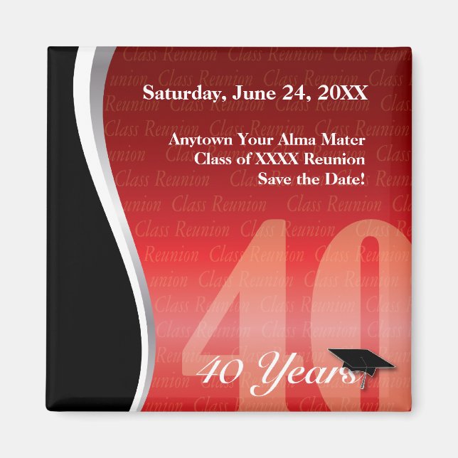 Customizable 40 Year Class Reunion Magnet (Front)